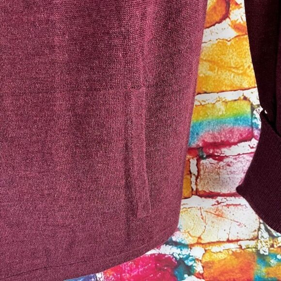 Eddie Bauer | burgundy ribbed cuff open front cardigan sweater Size Medium - Picture 5 of 6